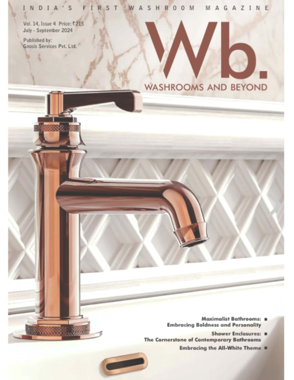 Vignola Collection featured on cover of Washrooms and Beyond India