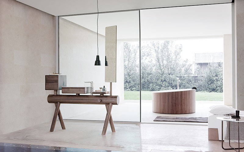 Dressage Bathroom Collection of Wood and Corian l DigsDigs