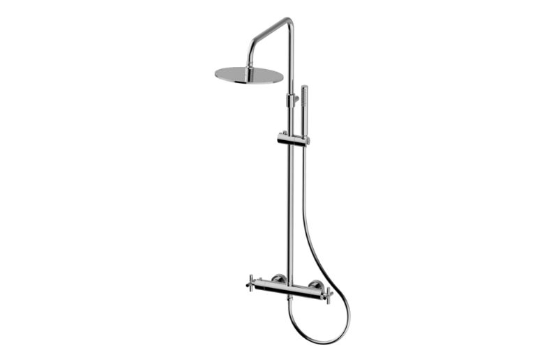 M.E. Wall-mounted thermostatic shower column with handshower and showerhead