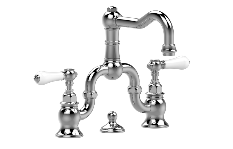 Three-hole washbasin mixer with manual pop-up waste