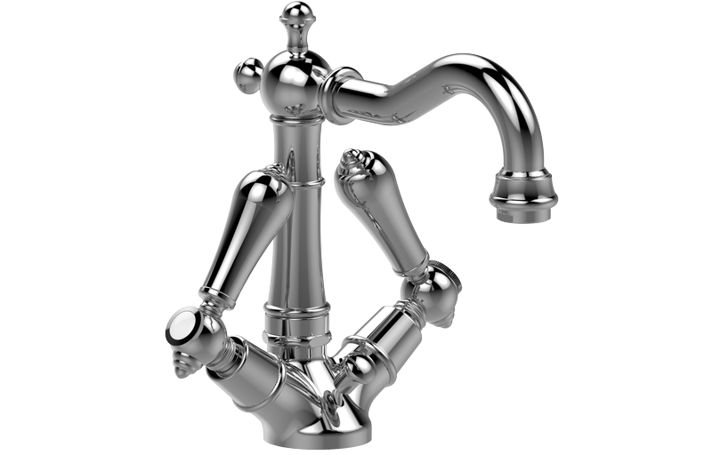 Single-hole washbasin mixer with manual pop-up waste