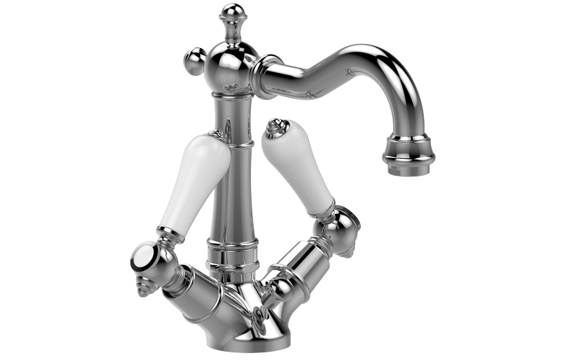 Single-hole washbasin mixer with manual pop-up waste