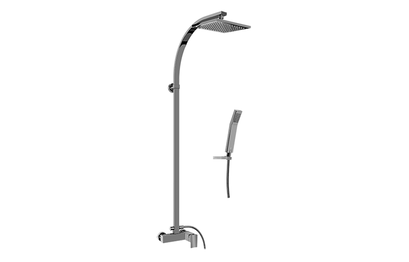 Wall-mounted shower system with handshower and showerhead