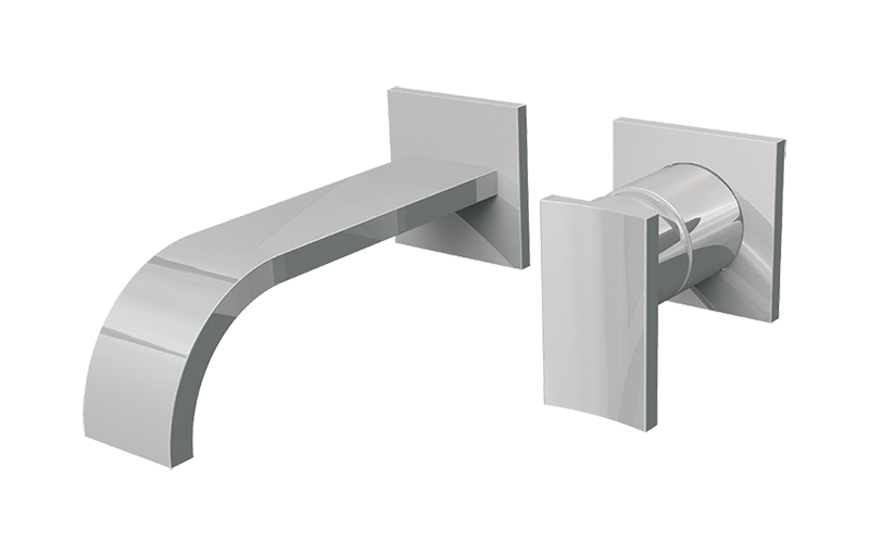 Wall-mounted basin mixer with 19cm spout - exposed parts