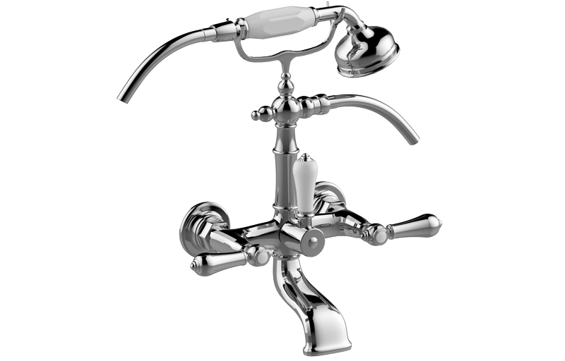 Wall-mounted bath & shower mixer with hand shower set (ceramic handle)