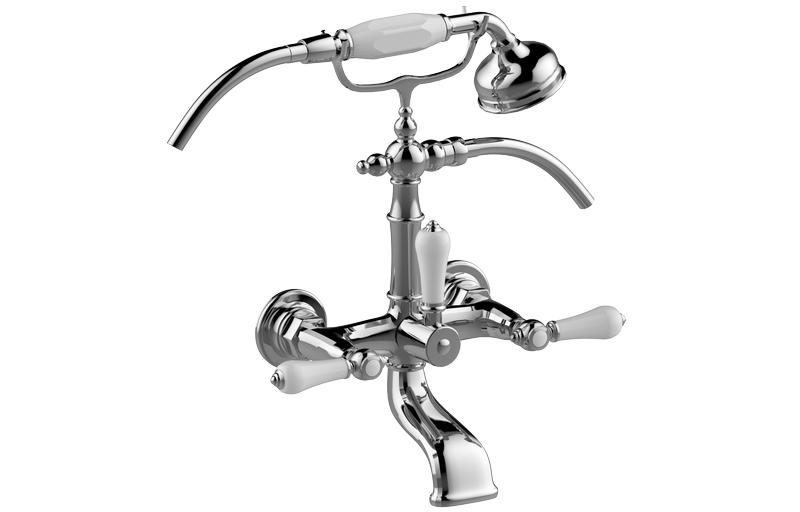 Wall-mounted bath & shower mixer with hand shower set (ceramic handle)