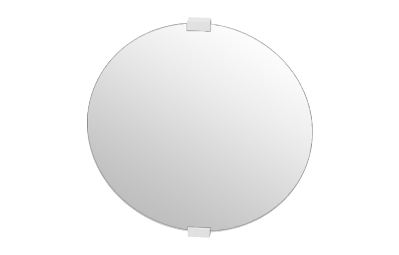 Round mirror with wood brackets