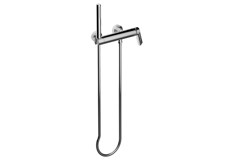 Wall-mounted shower mixer with handshower set