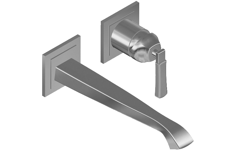 Wall-mounted basin mixer with 23,5cm spout - exposed parts