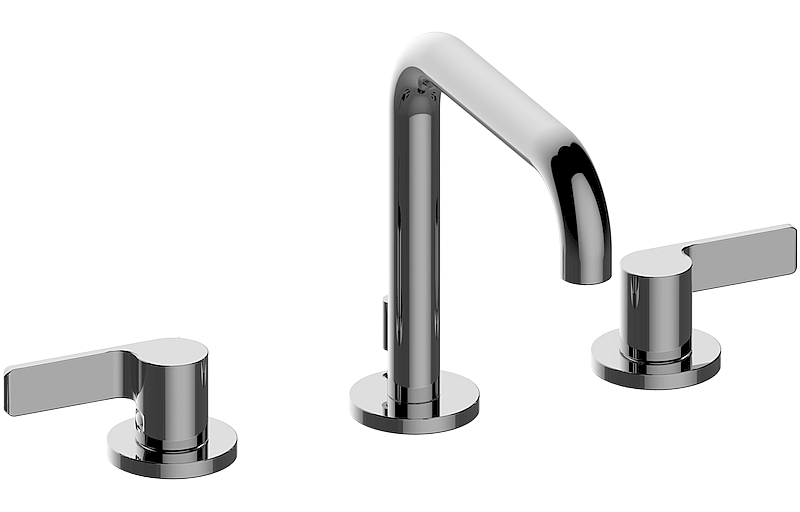 Three-hole washbasin mixer with manual pop-up waste