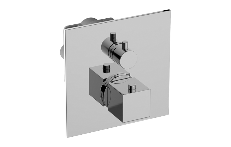 UNI-BOX - 3/4" concealed thermostatic and diverter with 2 outlets - exposed parts