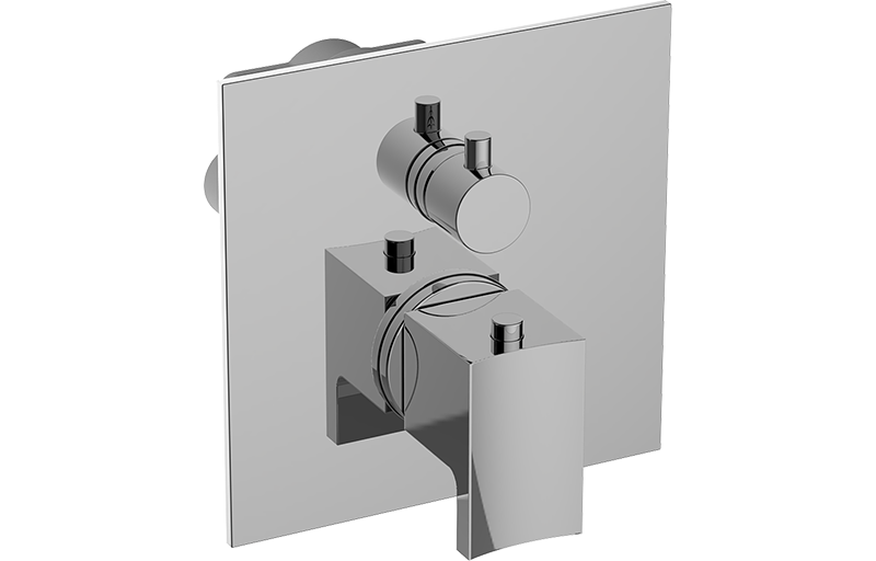 UNI-BOX - 3/4" concealed thermostatic and diverter with 3 outlets - exposed parts