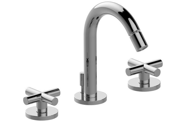 Three-hole bidet mixer with manual pop-up waste