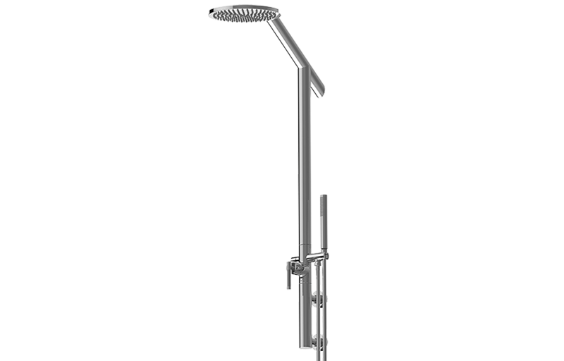 Wall-mounted shower system with handshower and showerhead