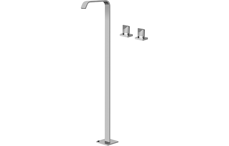 Basin mixer with deck-mounted valves - Exposed parts