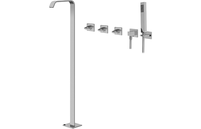 Bathtub set with hand shower and diverter - Exposed parts