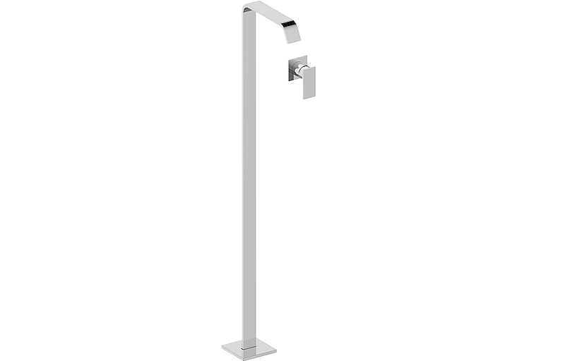 Floor-mounted washbasin spout with wall-mounted mixer - Trim only