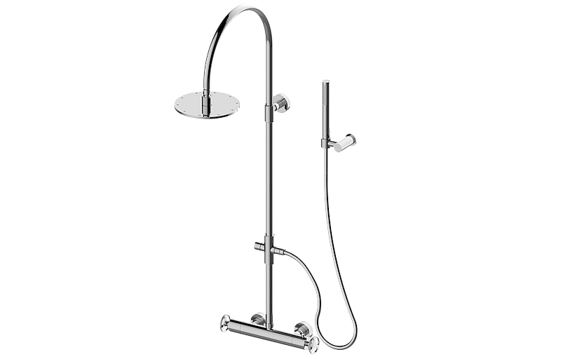 Wall mounted thermostatic shower column