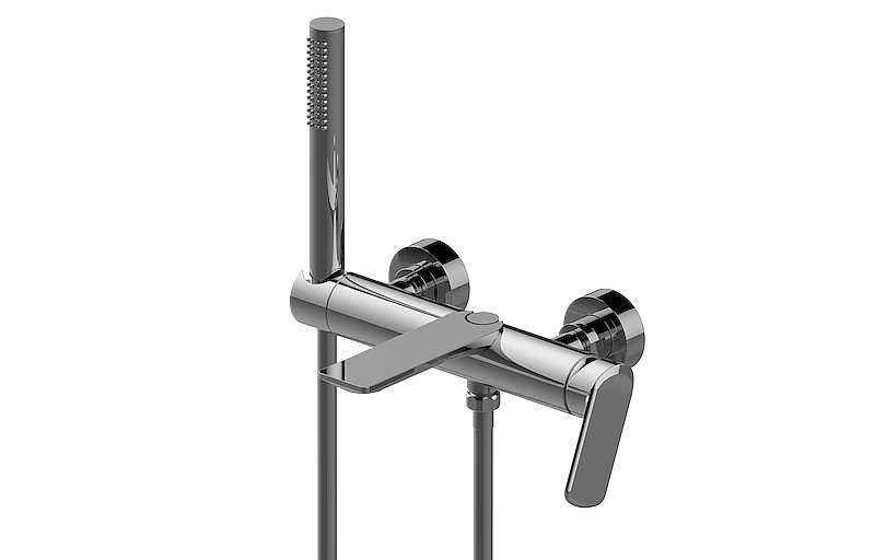 Wall-mounted bath & shower mixer with hand shower set