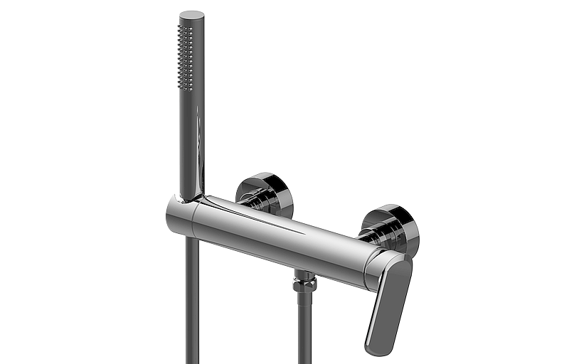 Wall-mounted shower mixer with handshower set