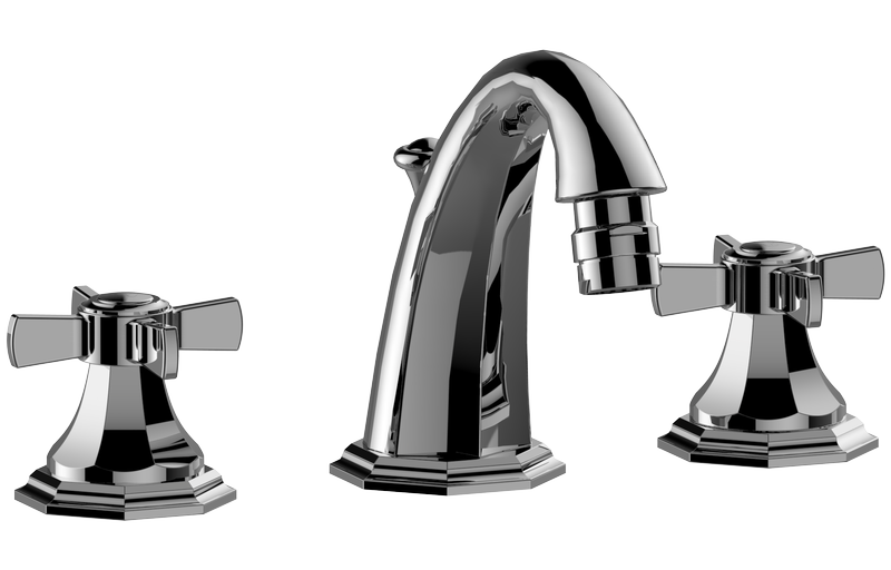 Three-hole bidet mixer with manual pop-up waste