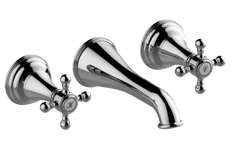 Wall-mounted basin mixer with 17cm spout - Trim only