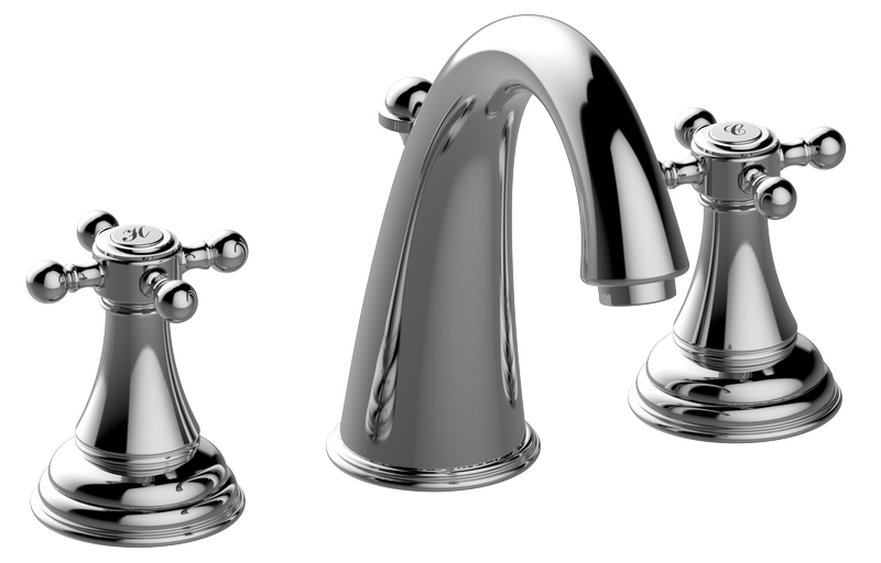 Three-hole washbasin mixer with manual pop-up waste