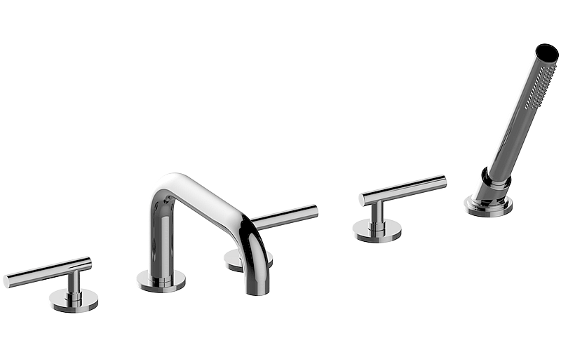 Deck-mounted bathtub mixer with hand shower set