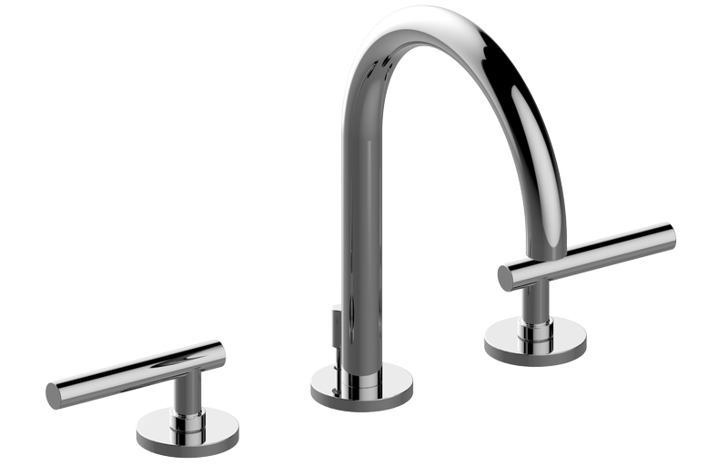 Three-hole washbasin mixer with manual pop-up waste