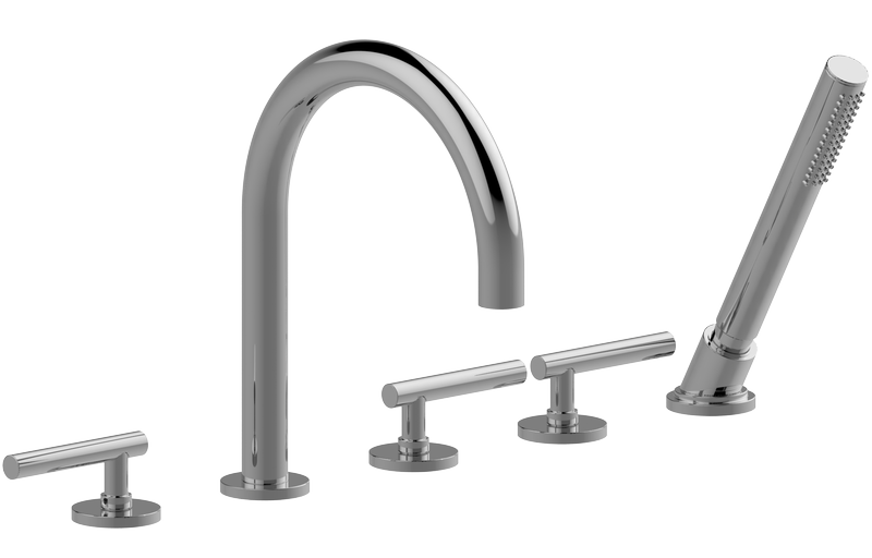 Deck-mounted bathtub mixer with hand shower set