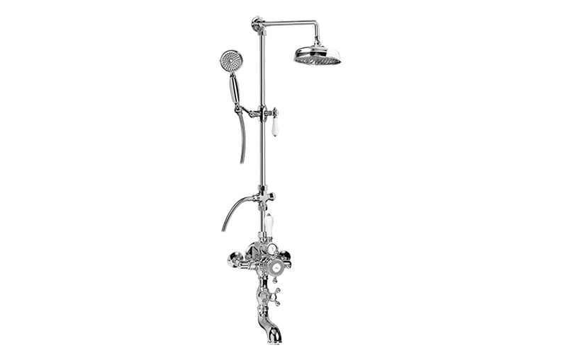 Adley Exposed Thermostatic Tub and Shower System - w/Metal Handshower Handle