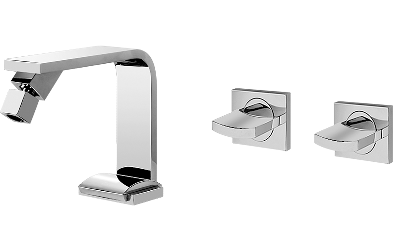 Bidet mixer with wall mounted valves (Trim only)