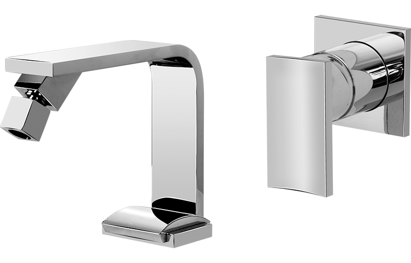 Bidet mixer with wall concealed mixer (Trim only)