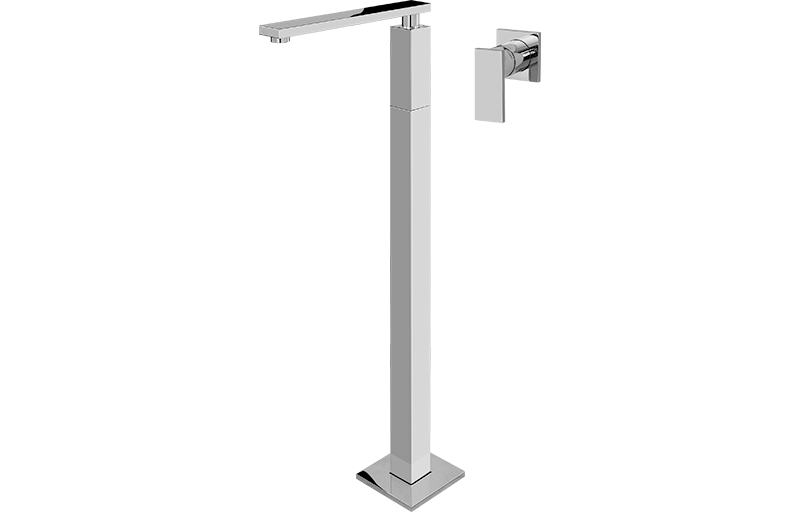 Floor-mounted washbasin spout with wall-mounted mixer (Trim only)