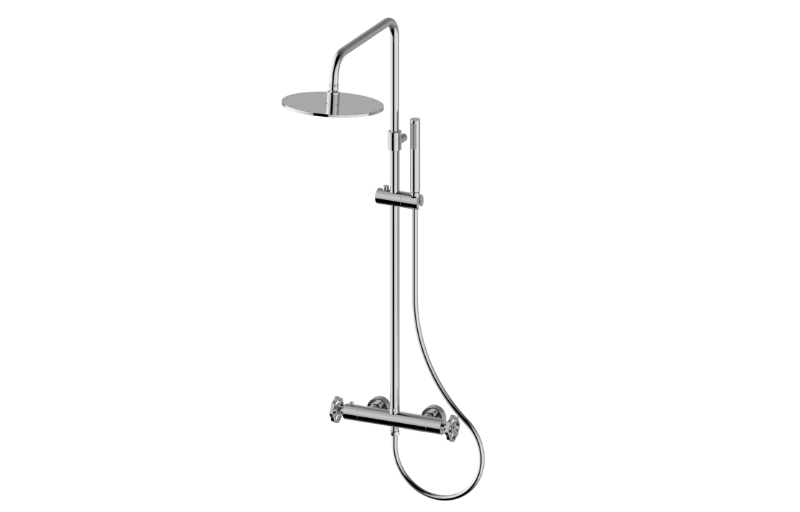 Vintage Wall-mounted thermostatic shower column with handshower and showerhead