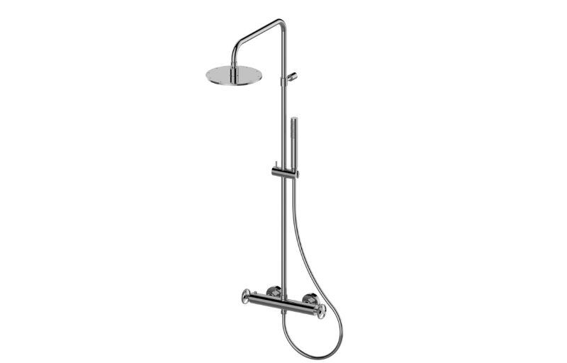 Harley Wall-mounted thermostatic shower column with handshower and showerhead