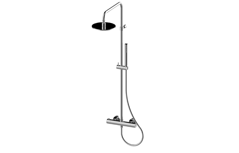 Cameo Wall-mounted thermostatic shower column with handshower and showerhead