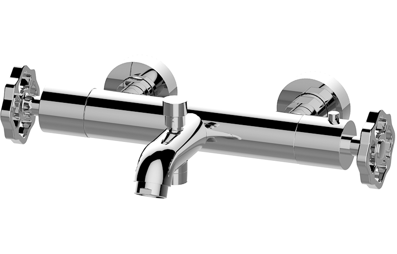 Wall-mounted thermostatic bath mixer