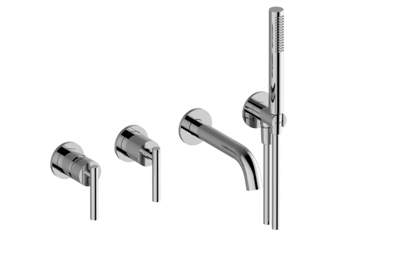 M.E. Wall-mounted bath & shower mixer with hand shower set - Trim only