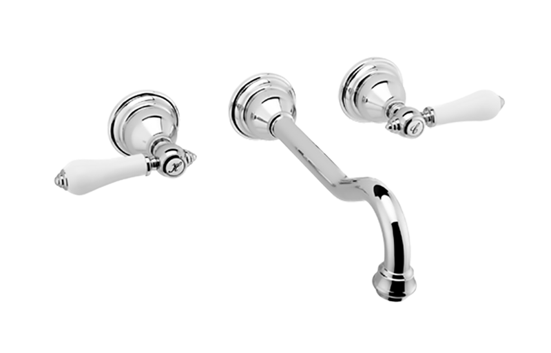 Wall-mounted basin mixer with 24cm spout - exposed parts