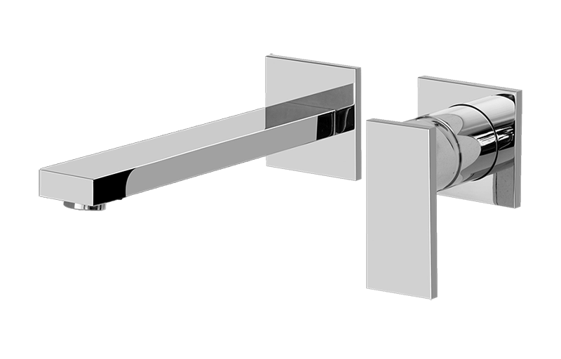 Wall-mounted basin mixer with 25cm spout - exposed parts