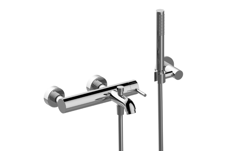 Wall-mounted bath & shower mixer with hand shower set