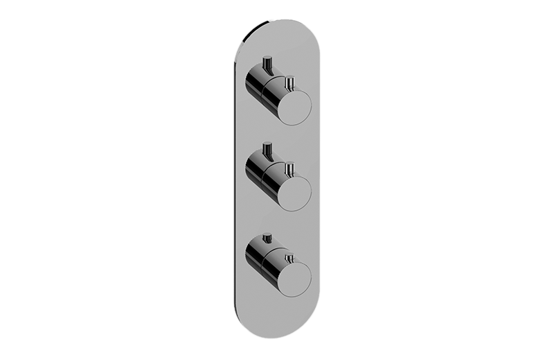 Concealed thermostatic + 1 diverter with 2 outlets + 1 diverter with 3 outlets - exposed parts