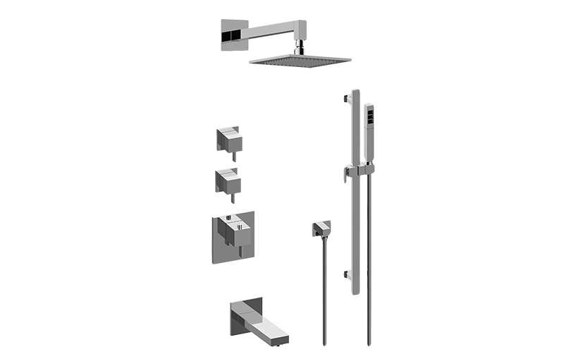 Qubic Tre M-Series Thermostatic Shower System - Tub and Shower with Handshower