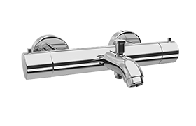 Wall-mounted thermostatic bath mixer