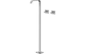 Floor-mounted washbasin mixer with sal-mtd handles- exposed parts