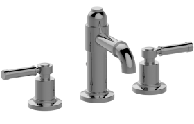 Three-hole washbasin mixer with manual pop-up waste