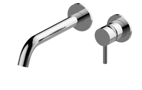 Wall-mounted basin mixer with 23,4cm spout - exposed parts