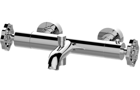 Wall-mounted thermostatic bath mixer