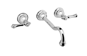 Wall-mounted basin mixer with 23,5cm spout - exposed parts